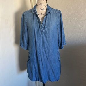Cloth & Stone Distressed Tencel Chambray Hi-Lo Western Festival Dress